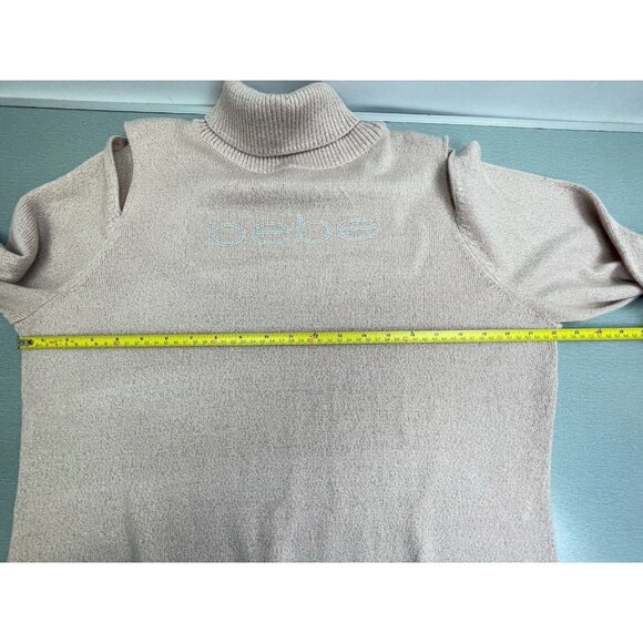 BEBE Women's Sexy Pink Cold Shoulder Sweater Sz XL - Picture 4 of 10